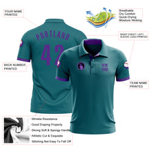 Загрузить изображение в средство просмотра галереи, Custom Teal Purple Performance Golf Polo Shirt