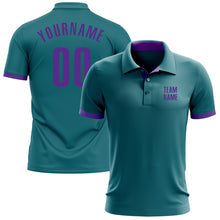 Загрузить изображение в средство просмотра галереи, Custom Teal Purple Performance Golf Polo Shirt