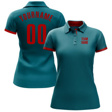 Загрузить изображение в средство просмотра галереи, Custom Teal Red Performance Golf Polo Shirt