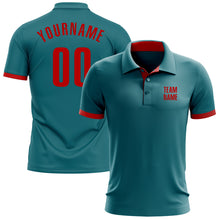 Загрузить изображение в средство просмотра галереи, Custom Teal Red Performance Golf Polo Shirt