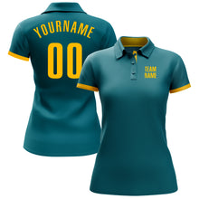 Загрузить изображение в средство просмотра галереи, Custom Teal Yellow Performance Golf Polo Shirt
