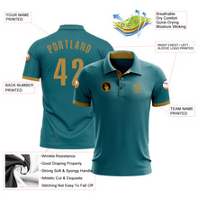 Загрузить изображение в средство просмотра галереи, Custom Teal Old Gold Performance Golf Polo Shirt