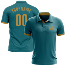 Загрузить изображение в средство просмотра галереи, Custom Teal Old Gold Performance Golf Polo Shirt
