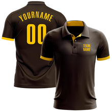Load image into Gallery viewer, Custom Brown Yellow Performance Golf Polo Shirt
