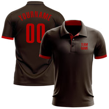 Load image into Gallery viewer, Custom Brown Red Performance Golf Polo Shirt