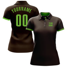 Load image into Gallery viewer, Custom Brown Neon Green Performance Golf Polo Shirt