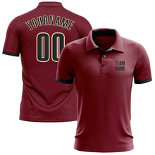 Load image into Gallery viewer, Custom Crimson Black-Cream Performance Golf Polo Shirt
