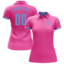 Load image into Gallery viewer, Custom Pink Light Blue Performance Golf Polo Shirt