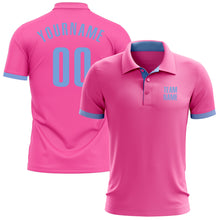 Load image into Gallery viewer, Custom Pink Light Blue Performance Golf Polo Shirt