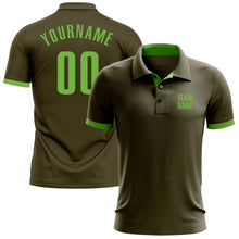 Загрузить изображение в средство просмотра галереи, Custom Olive Neon Green Performance Salute To Service Golf Polo Shirt