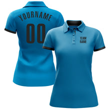 Charger l'image dans la galerie, Custom Panther Blue Black Performance Golf Polo Shirt