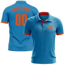 Laden Sie das Bild in den Galerie-Viewer, Custom Panther Blue Orange Performance Golf Polo Shirt