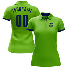 Загрузить изображение в средство просмотра галереи, Custom Neon Green Navy Performance Golf Polo Shirt