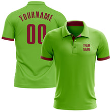 Загрузить изображение в средство просмотра галереи, Custom Neon Green Crimson Performance Golf Polo Shirt