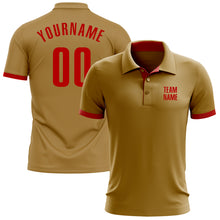 Load image into Gallery viewer, Custom Old Gold Red Performance Golf Polo Shirt