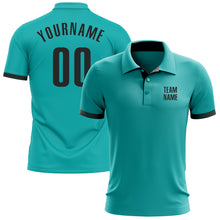Загрузить изображение в средство просмотра галереи, Custom Aqua Black Performance Golf Polo Shirt