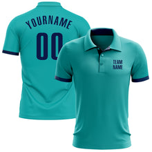 Загрузить изображение в средство просмотра галереи, Custom Aqua Navy Performance Golf Polo Shirt