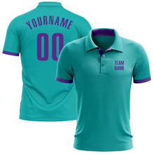 Загрузить изображение в средство просмотра галереи, Custom Aqua Purple Performance Golf Polo Shirt