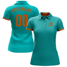 Load image into Gallery viewer, Custom Aqua Texas Orange Performance Golf Polo Shirt
