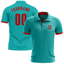 Загрузить изображение в средство просмотра галереи, Custom Aqua Red Performance Golf Polo Shirt