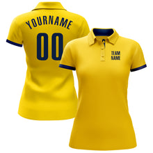 Load image into Gallery viewer, Custom Yellow Navy Performance Golf Polo Shirt