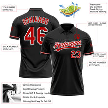 Laden Sie das Bild in den Galerie-Viewer, Custom Black Red-White Performance Vapor Golf Polo Shirt