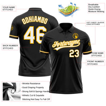 Load image into Gallery viewer, Custom Black White-Gold Performance Vapor Golf Polo Shirt