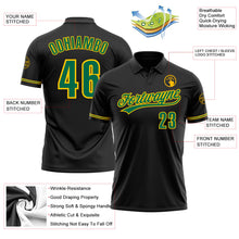 Load image into Gallery viewer, Custom Black Kelly Green-Yellow Performance Vapor Golf Polo Shirt