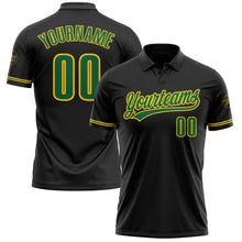 Load image into Gallery viewer, Custom Black Kelly Green-Yellow Performance Vapor Golf Polo Shirt