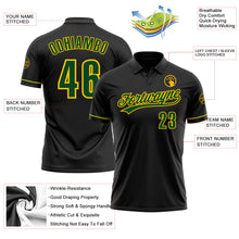 Load image into Gallery viewer, Custom Black Green-Yellow Performance Vapor Golf Polo Shirt