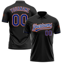 Load image into Gallery viewer, Custom Black Royal-Orange Performance Vapor Golf Polo Shirt