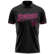 Загрузить изображение в средство просмотра галереи, Custom Black Black-Pink Performance Vapor Golf Polo Shirt