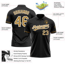 Load image into Gallery viewer, Custom Black Old Gold-White Performance Vapor Golf Polo Shirt