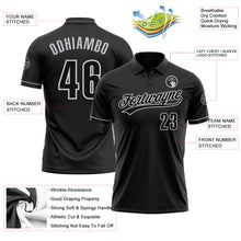 Load image into Gallery viewer, Custom Black Black-Gray Performance Vapor Golf Polo Shirt