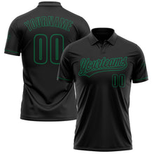 Загрузить изображение в средство просмотра галереи, Custom Black Black-Kelly Green Performance Vapor Golf Polo Shirt