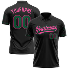 Load image into Gallery viewer, Custom Black Kelly Green-Pink Performance Vapor Golf Polo Shirt