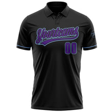 Charger l'image dans la galerie, Custom Black Purple-Light Blue Performance Vapor Golf Polo Shirt