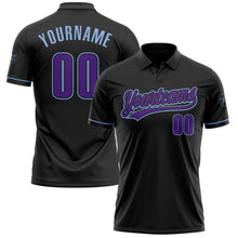 Load image into Gallery viewer, Custom Black Purple-Light Blue Performance Vapor Golf Polo Shirt
