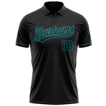Charger l'image dans la galerie, Custom Black Black-Teal Performance Vapor Golf Polo Shirt