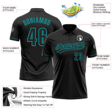 Charger l'image dans la galerie, Custom Black Black-Teal Performance Vapor Golf Polo Shirt