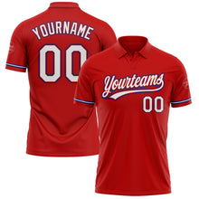 Загрузить изображение в средство просмотра галереи, Custom Red White-Royal Performance Vapor Golf Polo Shirt