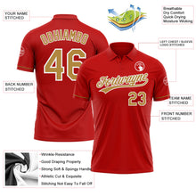 Load image into Gallery viewer, Custom Red Old Gold-White Performance Vapor Golf Polo Shirt