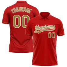 Load image into Gallery viewer, Custom Red Old Gold-White Performance Vapor Golf Polo Shirt