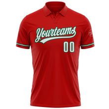 Laden Sie das Bild in den Galerie-Viewer, Custom Red White-Kelly Green Performance Vapor Golf Polo Shirt