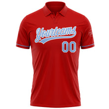 Load image into Gallery viewer, Custom Red Light Blue-White Performance Vapor Golf Polo Shirt