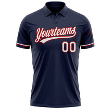 Load image into Gallery viewer, Custom Navy White-Red Performance Vapor Golf Polo Shirt