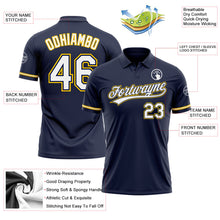 Charger l'image dans la galerie, Custom Navy White-Yellow Performance Vapor Golf Polo Shirt