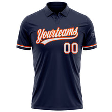 Charger l'image dans la galerie, Custom Navy White-Orange Performance Vapor Golf Polo Shirt