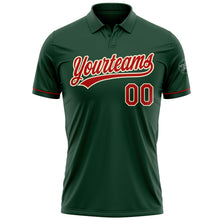 Load image into Gallery viewer, Custom Green Red-Cream Performance Vapor Golf Polo Shirt