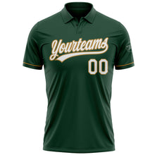 Load image into Gallery viewer, Custom Green White-Old Gold Performance Vapor Golf Polo Shirt